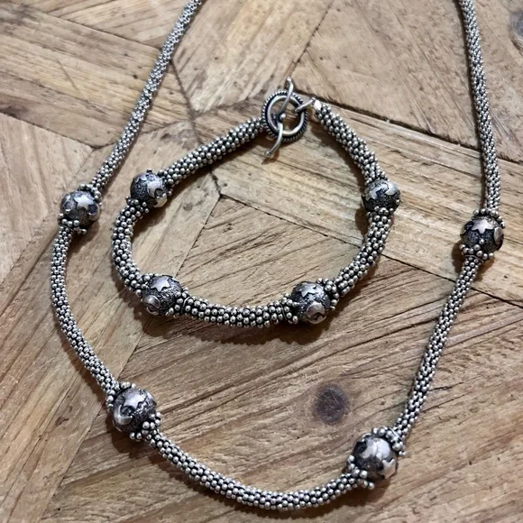 Handcrafted HEAVY SOLID Sterling Silver Moon Stars celestial Necklace Bracelet - Picture 6 of 11